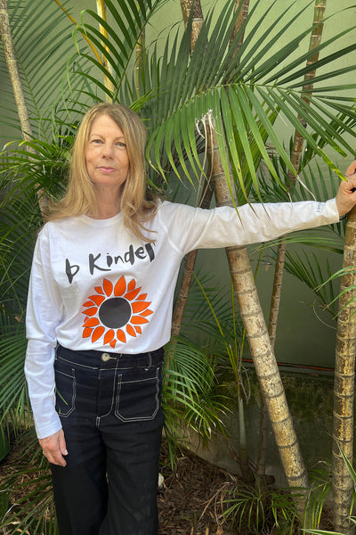 White long sleeve sunflower t-shirts