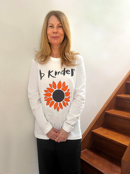 White long sleeve sunflower t-shirts